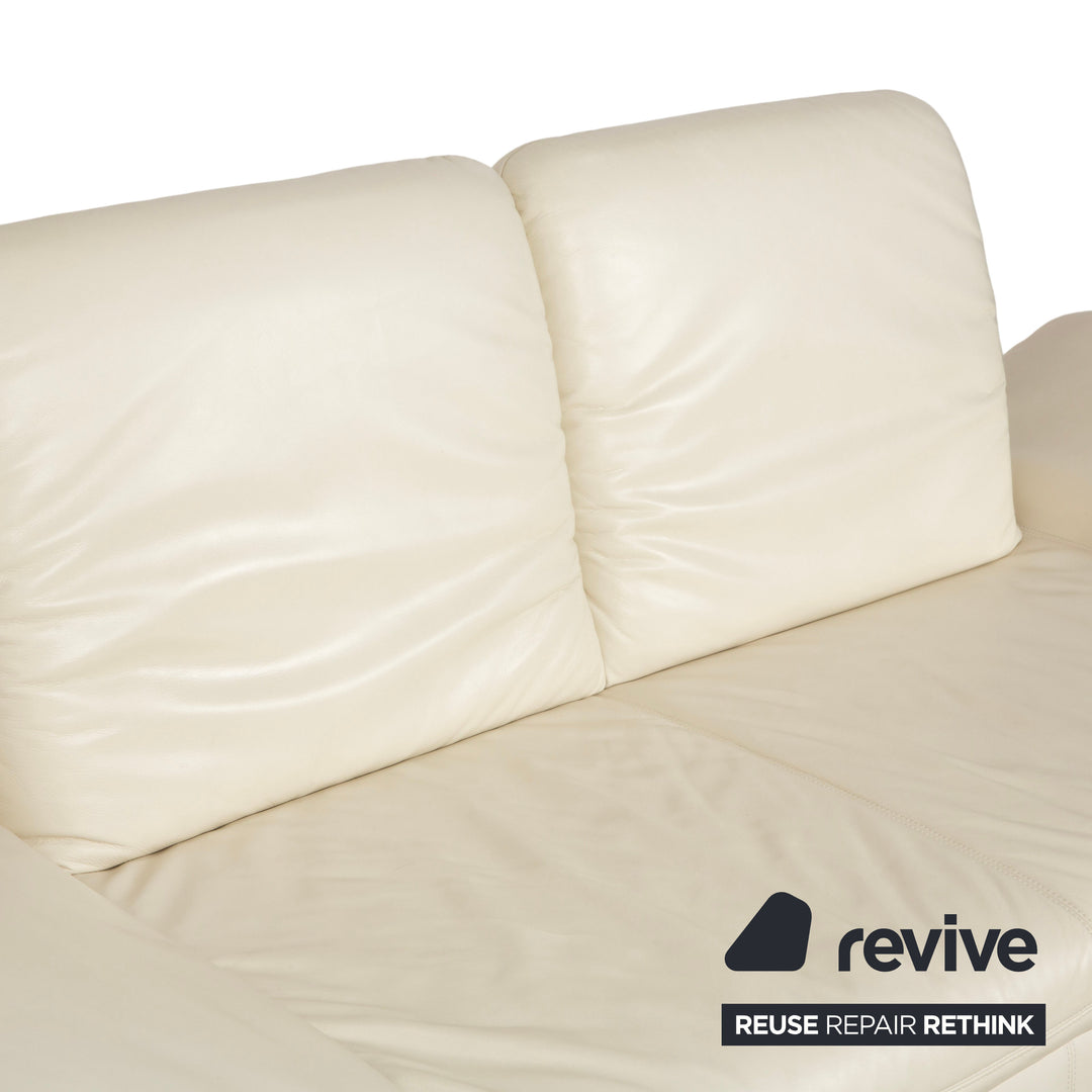 Koinor Rivoli Leather Two Seater Cream Manual Function Sofa Couch