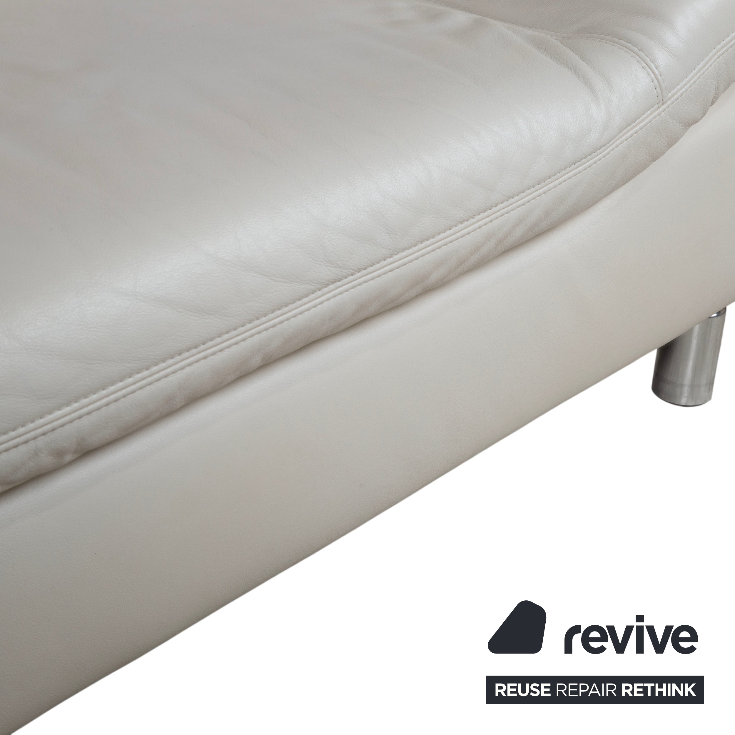 Koinor Rivoli Leder Zweisitzer Creme Weiß Grau Greige manuelle Funktion Sofa Couch