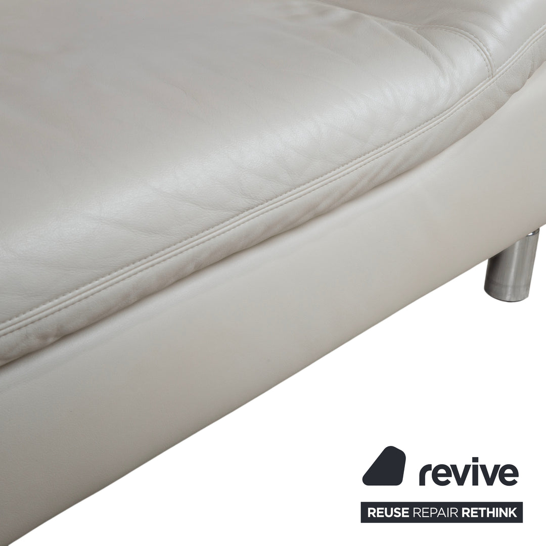 Koinor Rivoli Leather Two-Seater Cream White Grey Greige Manual Function Sofa Couch
