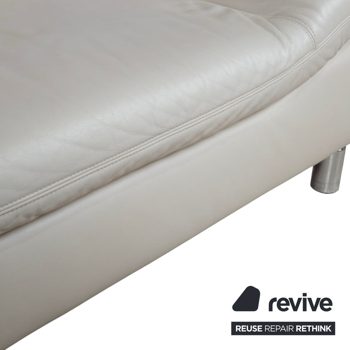 Koinor Rivoli Leather Two-Seater Cream White Grey Greige Manual Function Sofa Couch