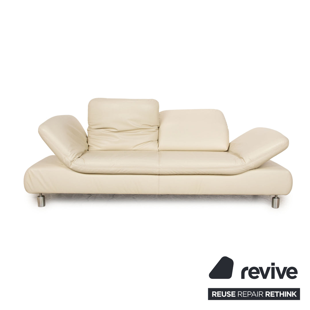 Koinor Rivoli Leather Two Seater Cream Manual Function Sofa Couch