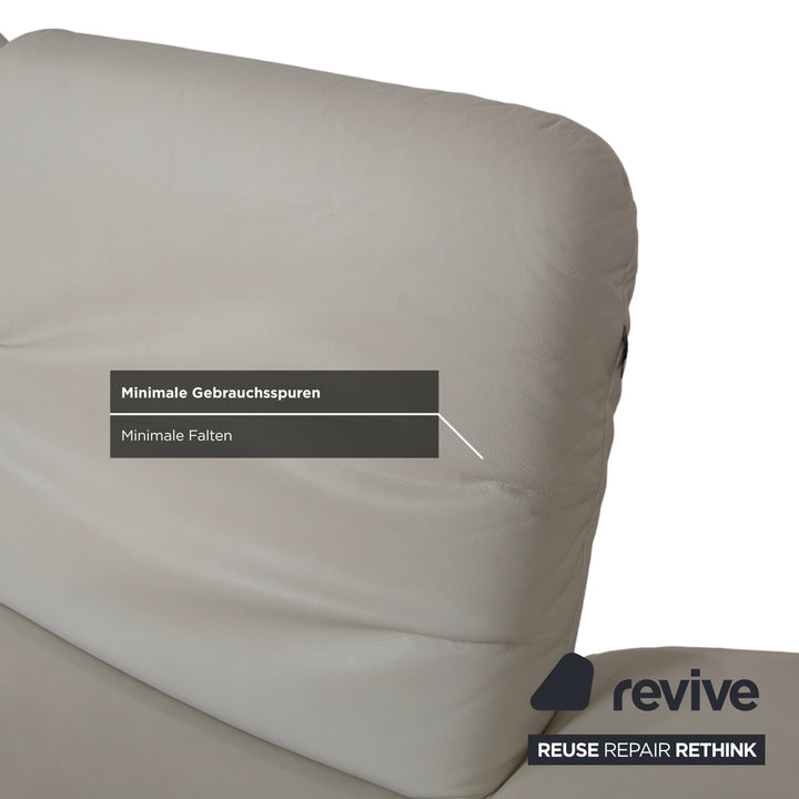 Koinor Rivoli Leather Two-Seater Cream White Grey Greige Manual Function Sofa Couch