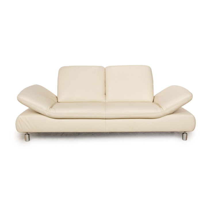 Koinor Rivoli Leather Two Seater Cream Manual Function Sofa Couch