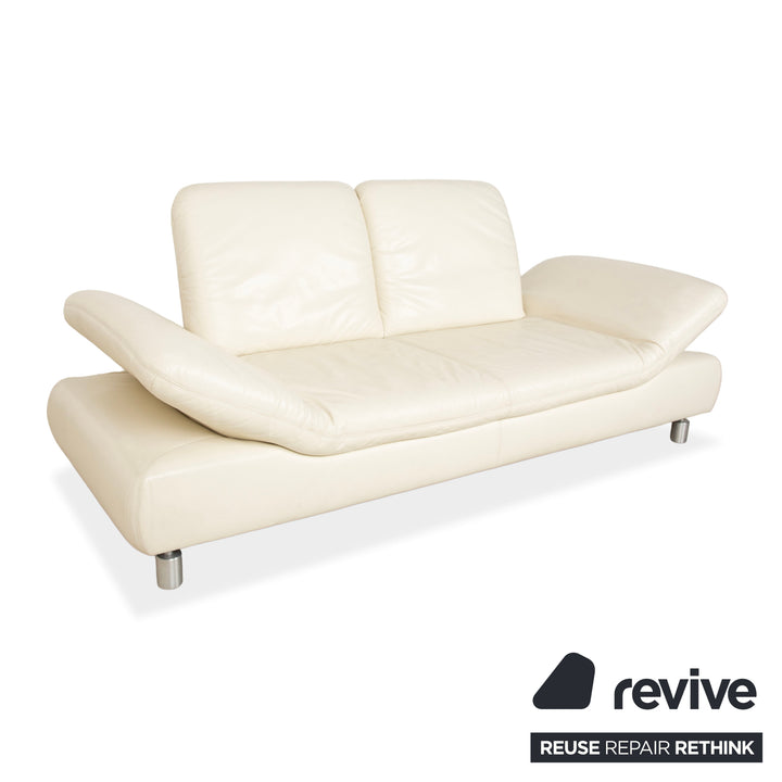 Koinor Rivoli Leather Two Seater Cream Manual Function Sofa Couch