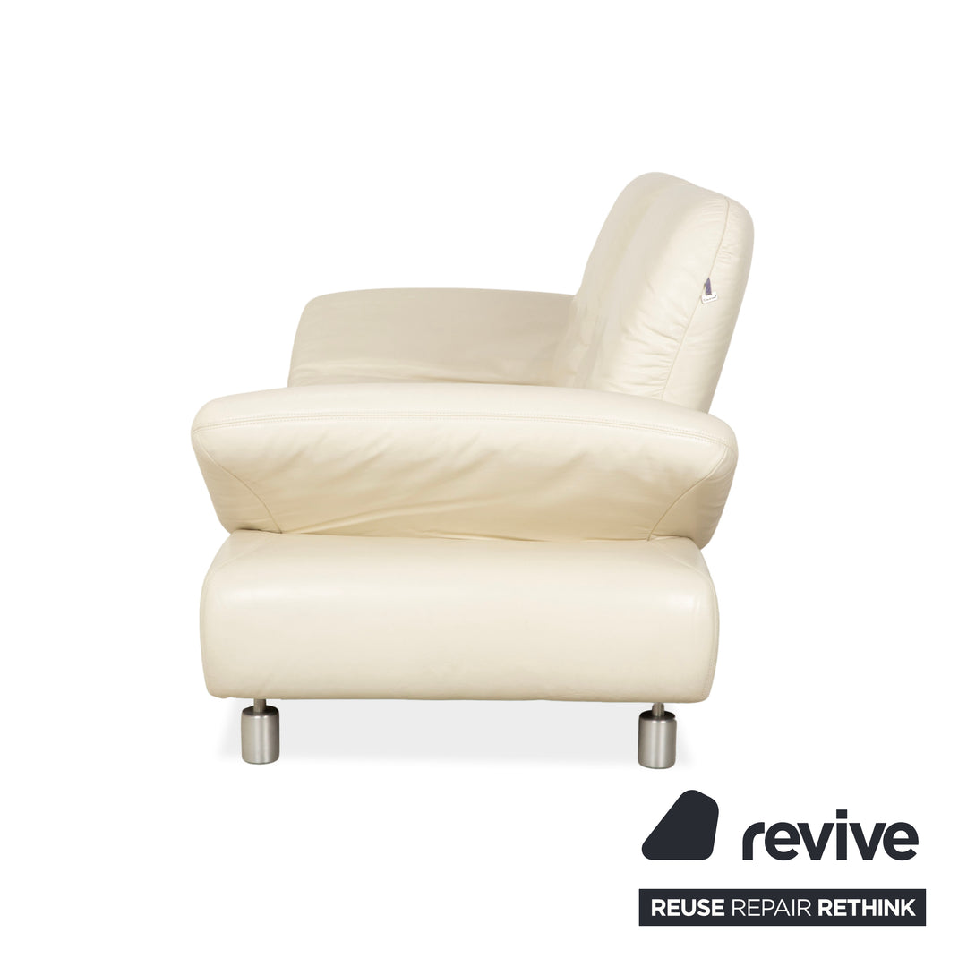 Koinor Rivoli Leather Two Seater Cream Manual Function Sofa Couch