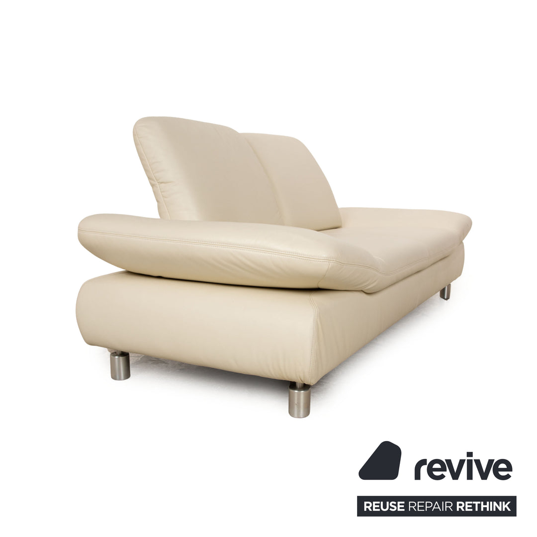 Koinor Rivoli Leather Two Seater Cream Manual Function Sofa Couch