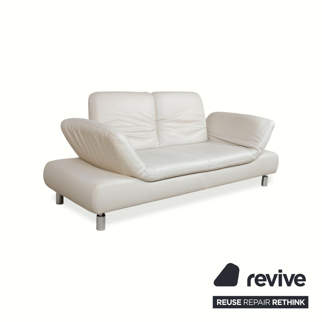 Koinor Rivoli Leather Two-Seater Cream White Grey Greige Manual Function Sofa Couch