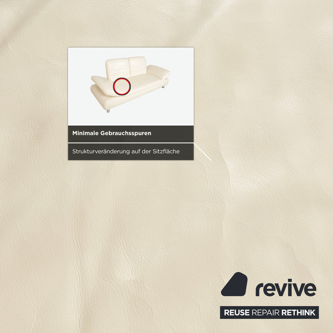 Koinor Rivoli Leather Two Seater Cream Manual Function Sofa Couch