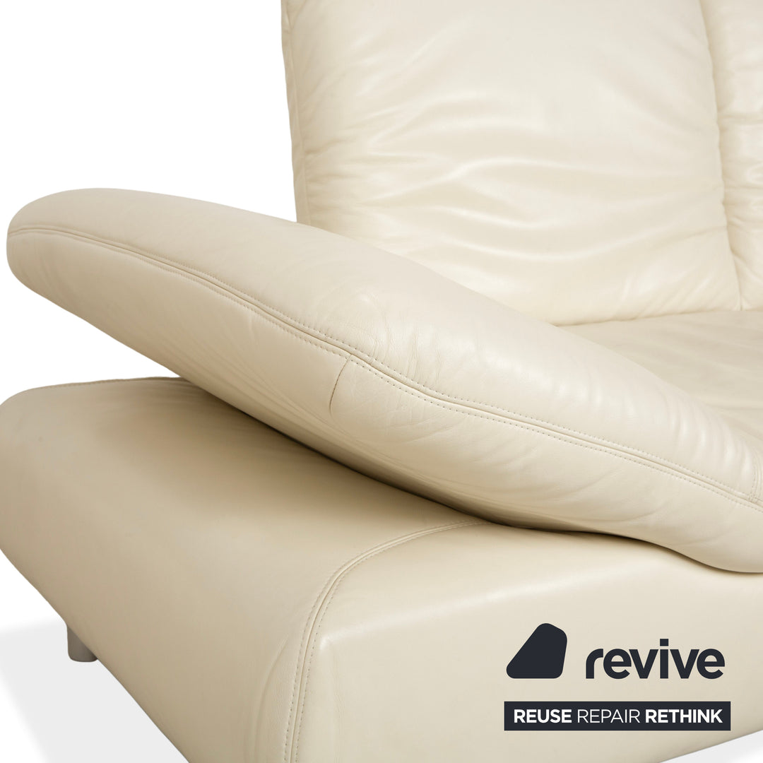 Koinor Rivoli Leather Two Seater Cream Manual Function Sofa Couch