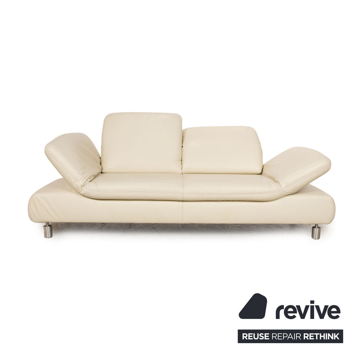 Koinor Rivoli Leather Two Seater Cream Manual Function Sofa Couch