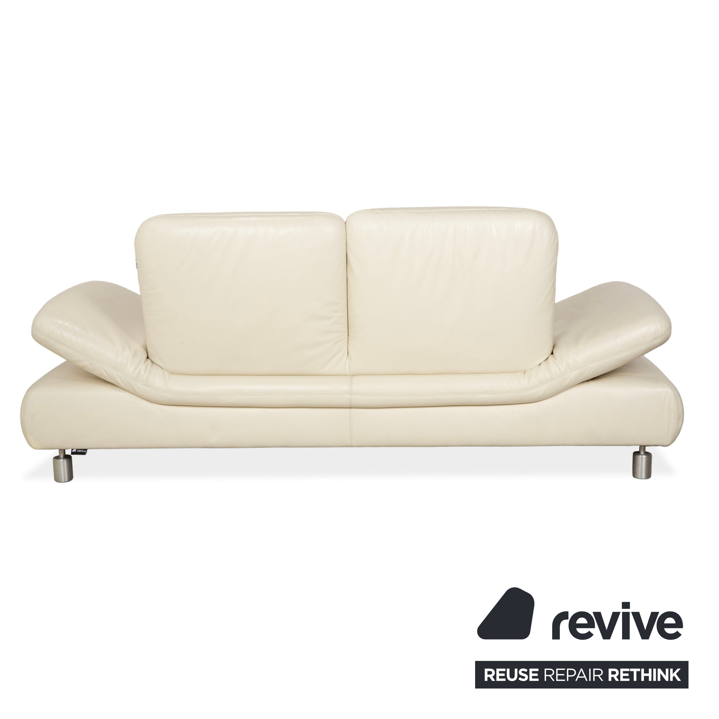 Koinor Rivoli Leather Two Seater Cream Manual Function Sofa Couch