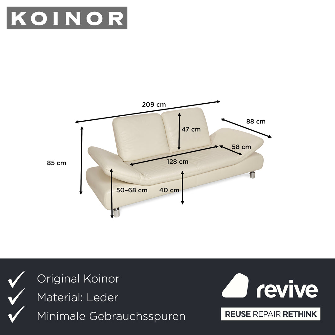 Koinor Rivoli Leather Two-Seater Cream Sofa Couch Manual Function