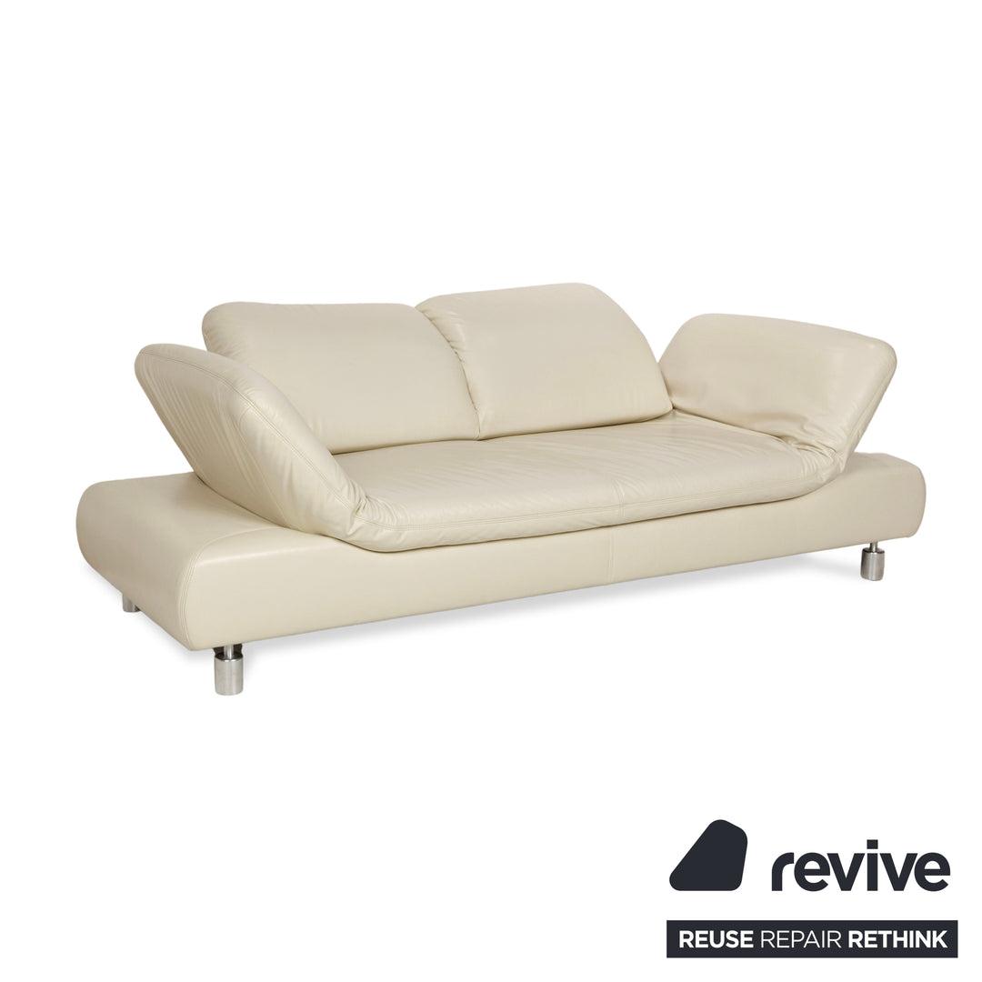 Koinor Rivoli Leather Two-Seater Cream Sofa Couch Manual Function