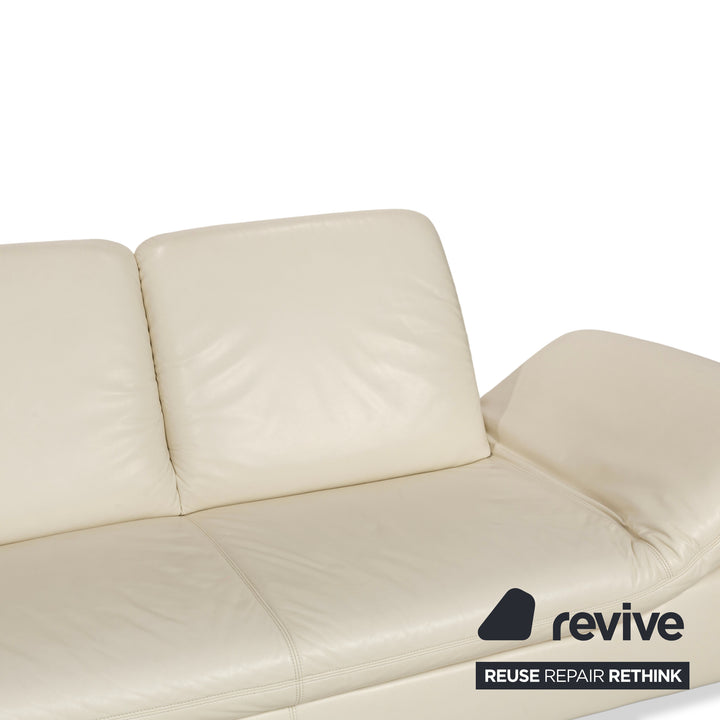 Koinor Rivoli Leather Two-Seater Cream Sofa Couch Manual Function