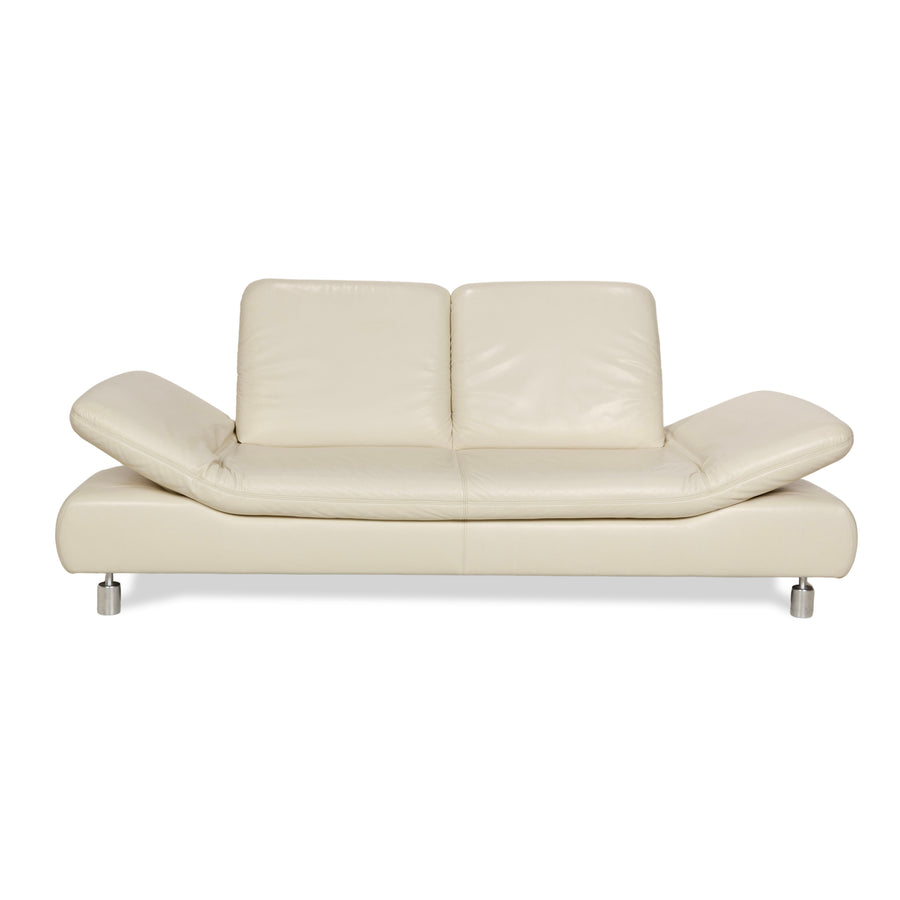 Koinor Rivoli Leather Two-Seater Cream Sofa Couch Manual Function