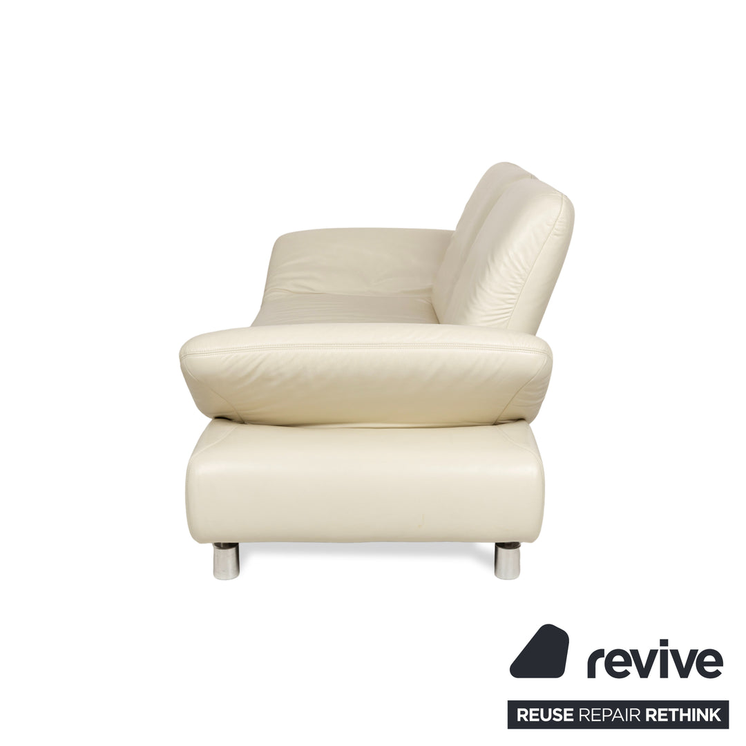 Koinor Rivoli Leather Two-Seater Cream Sofa Couch Manual Function