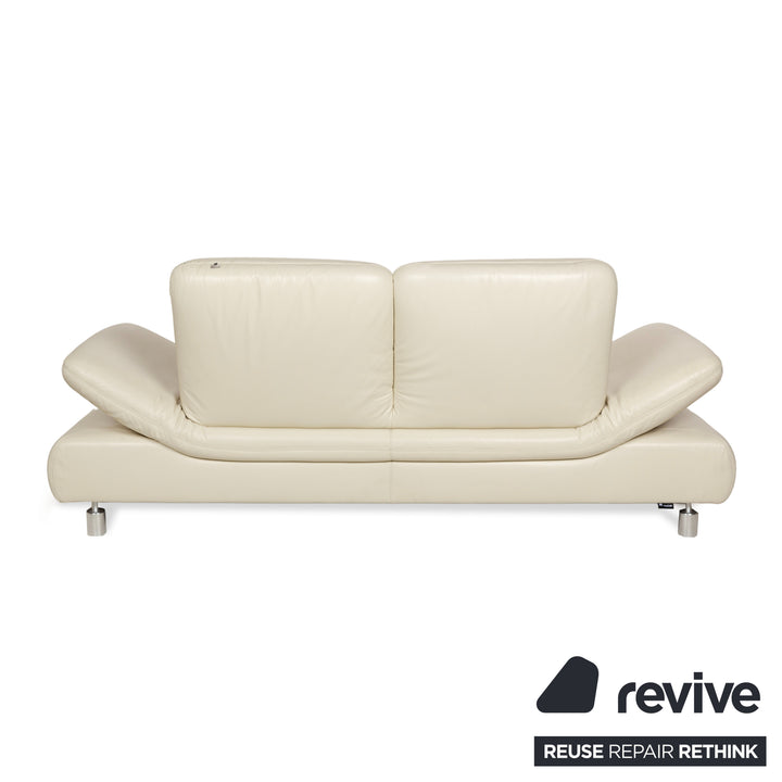 Koinor Rivoli Leather Two-Seater Cream Sofa Couch Manual Function