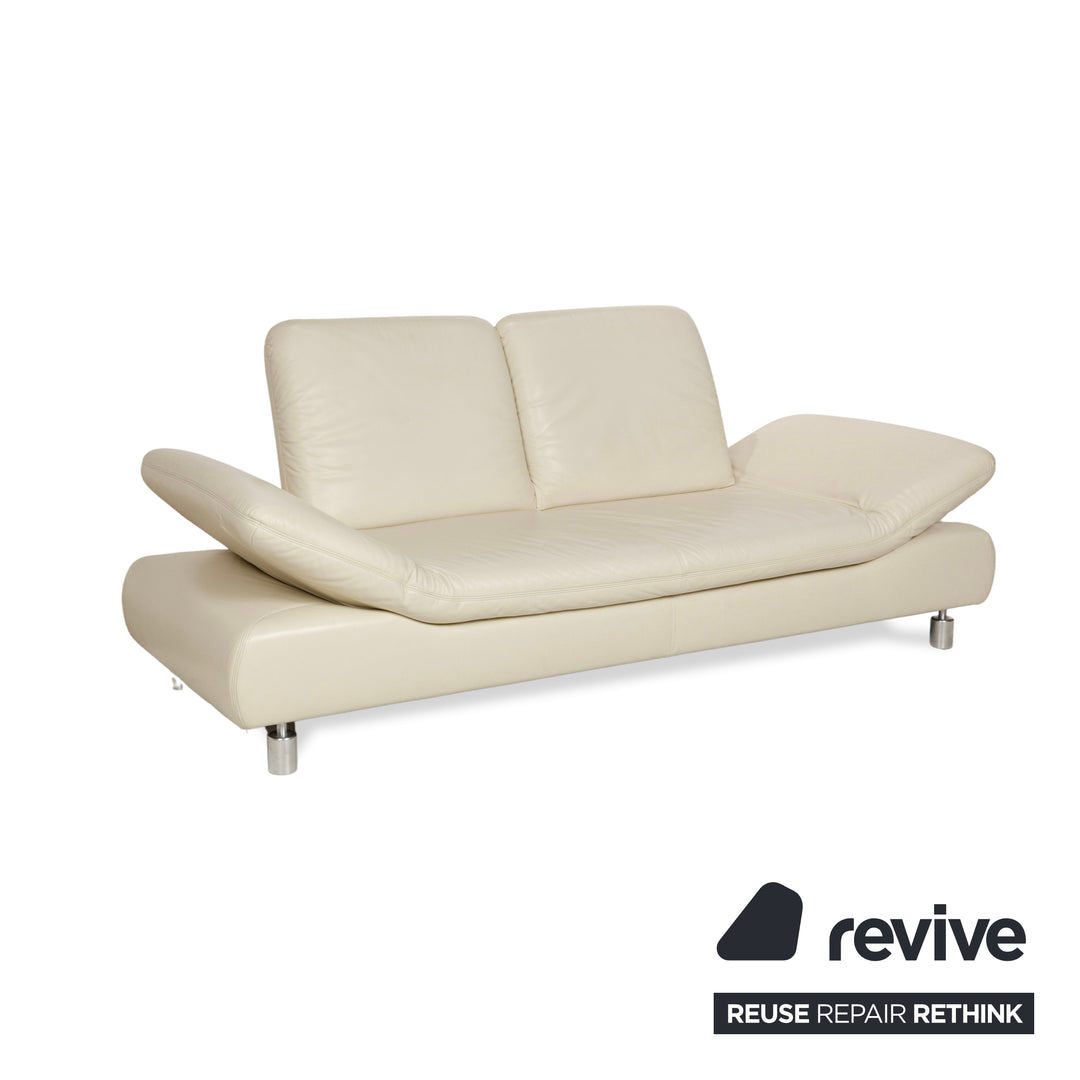 Koinor Rivoli Leather Two-Seater Cream Sofa Couch Manual Function