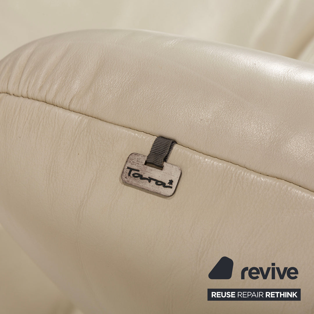 Koinor Rivoli Leather Two-Seater Cream Sofa Couch Manual Function