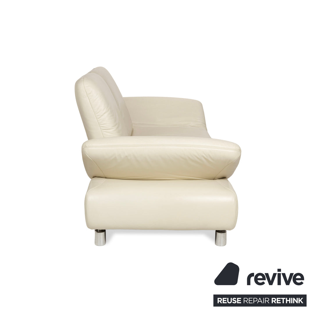 Koinor Rivoli Leather Two-Seater Cream Sofa Couch Manual Function