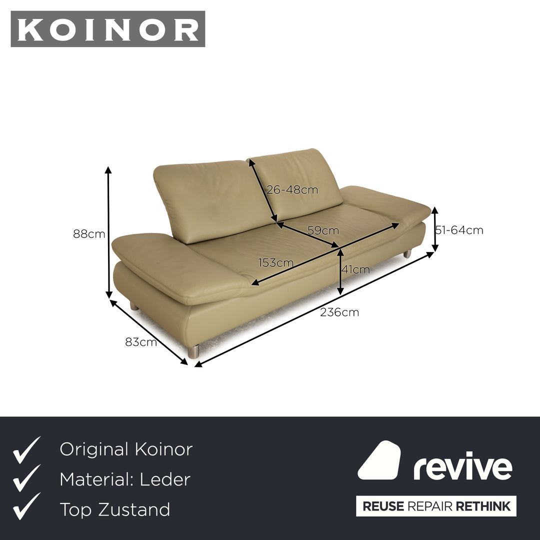 Koinor Rivoli Leather Two Seater Green Pistachio Manual Function Sofa Couch