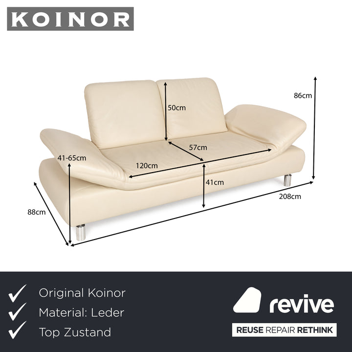Koinor Rivoli Leder Zweisitzer manuelle Funktion Creme Sofa Couch