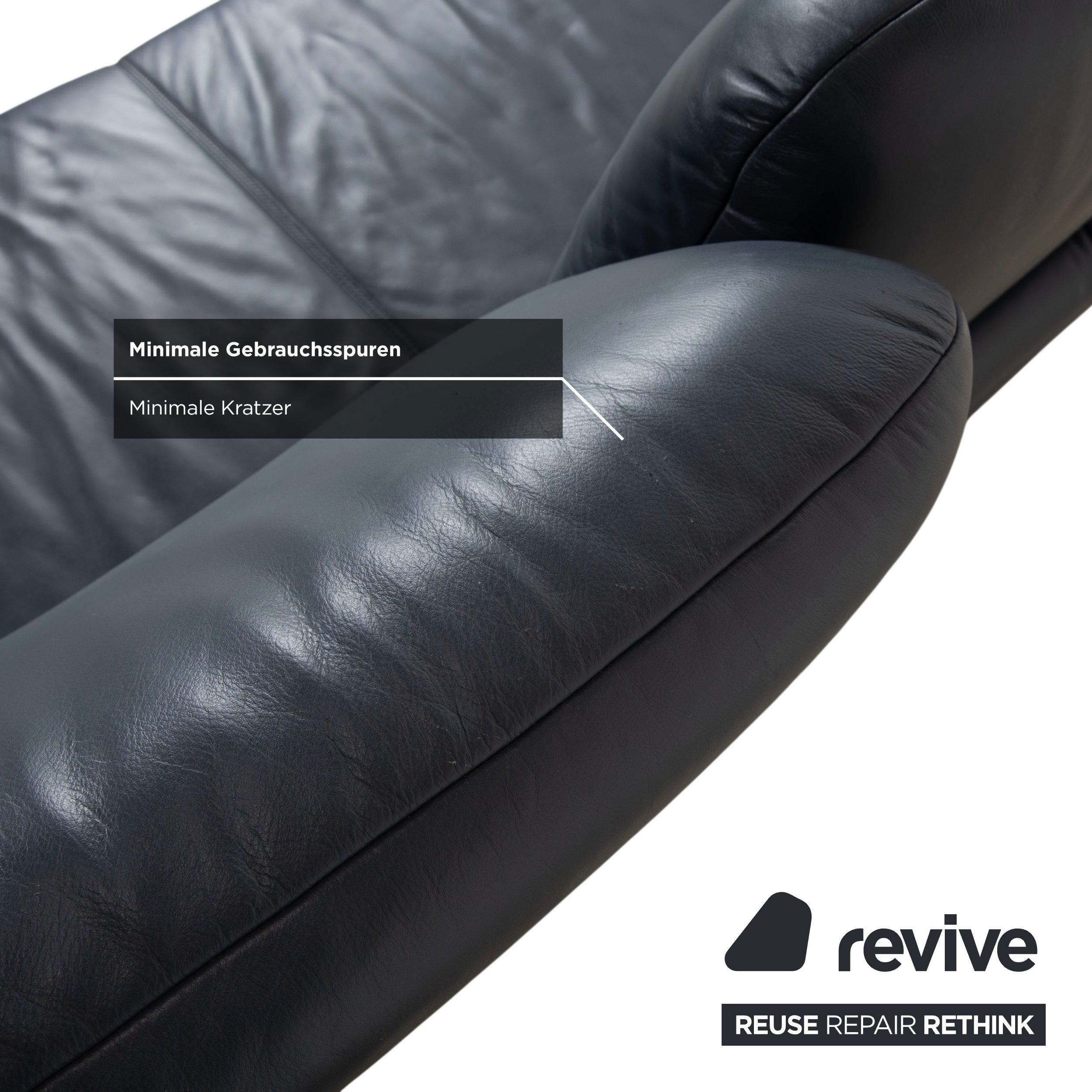 Koinor Rivoli Zweisitzer Leder Sofa Blau manuelle Funktion Couch