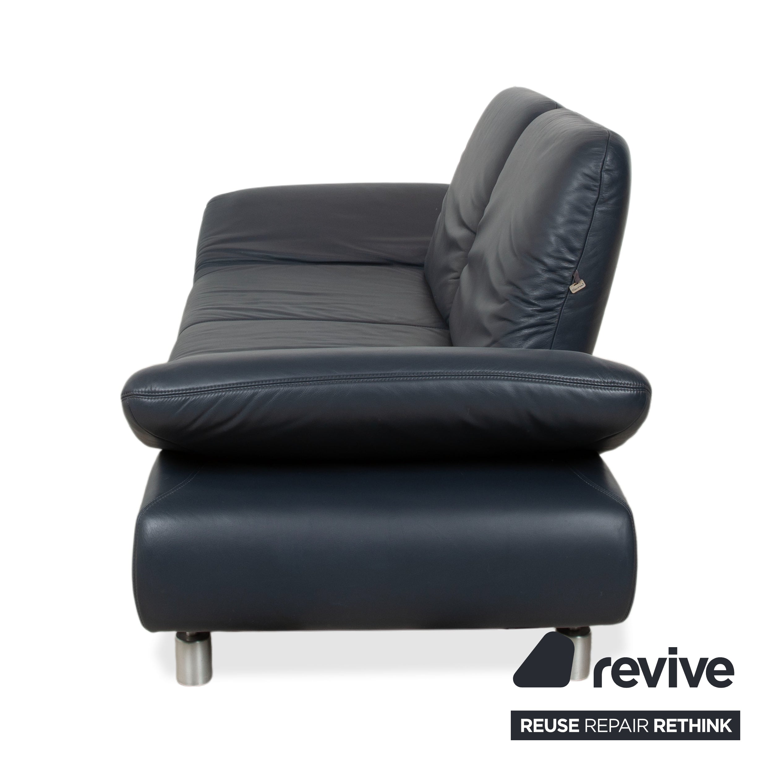 Koinor Rivoli Zweisitzer Leder Sofa Blau manuelle Funktion Couch