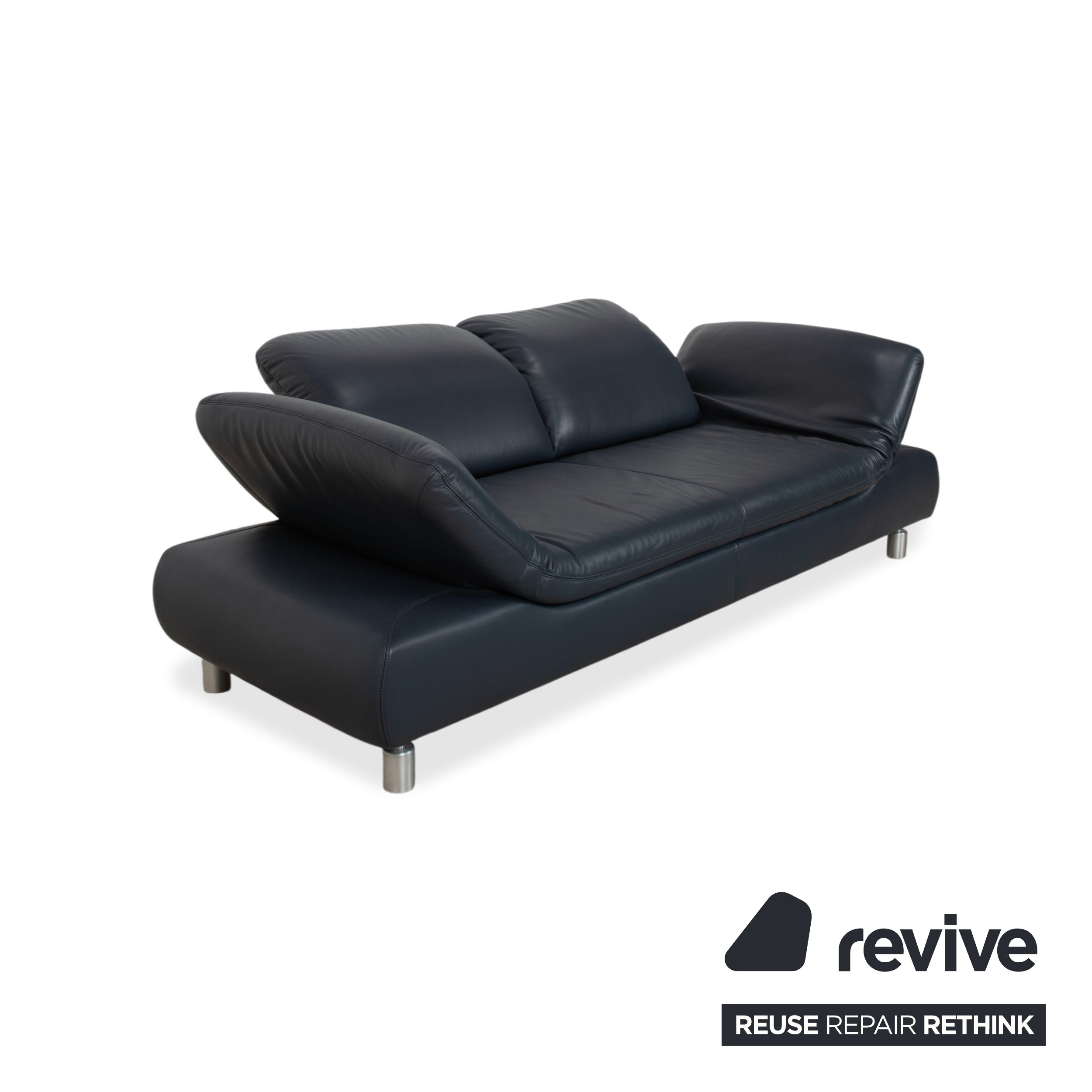 Koinor Rivoli Zweisitzer Leder Sofa Blau manuelle Funktion Couch