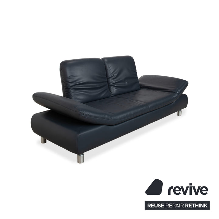 Koinor Rivoli Canapé 2 places en cuir bleu fonction manuelle