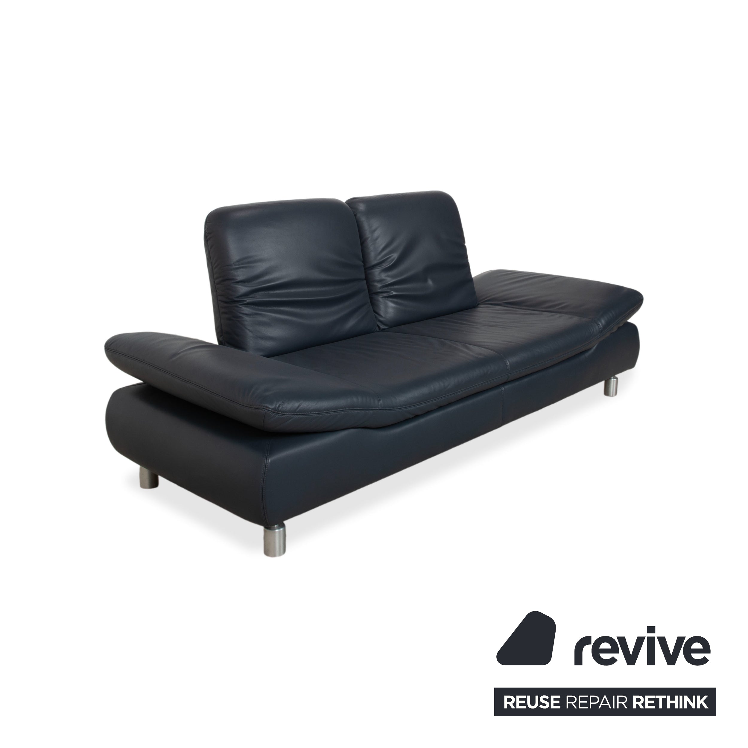 Koinor Rivoli Zweisitzer Leder Sofa Blau manuelle Funktion Couch