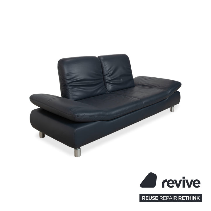 Koinor Rivoli Canapé 2 places en cuir bleu fonction manuelle