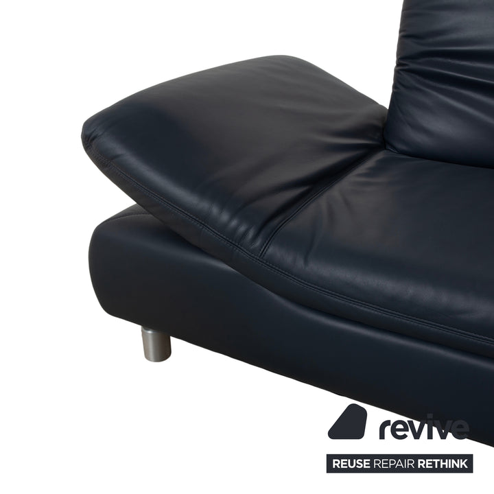 Koinor Rivoli Canapé 2 places en cuir bleu fonction manuelle