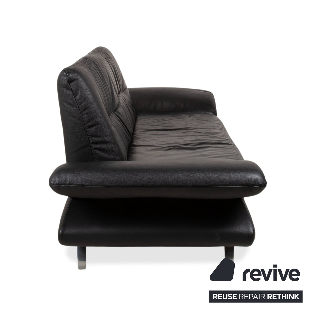 Koinor Ronaldo Leder Zweisitzer Schwarz manuelle Funktion Sofa Couch