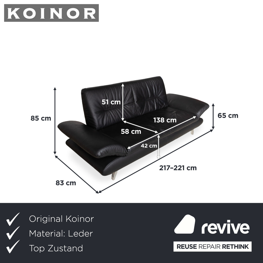 Koinor Ronaldo Leder Zweisitzer Schwarz manuelle Funktion Sofa Couch