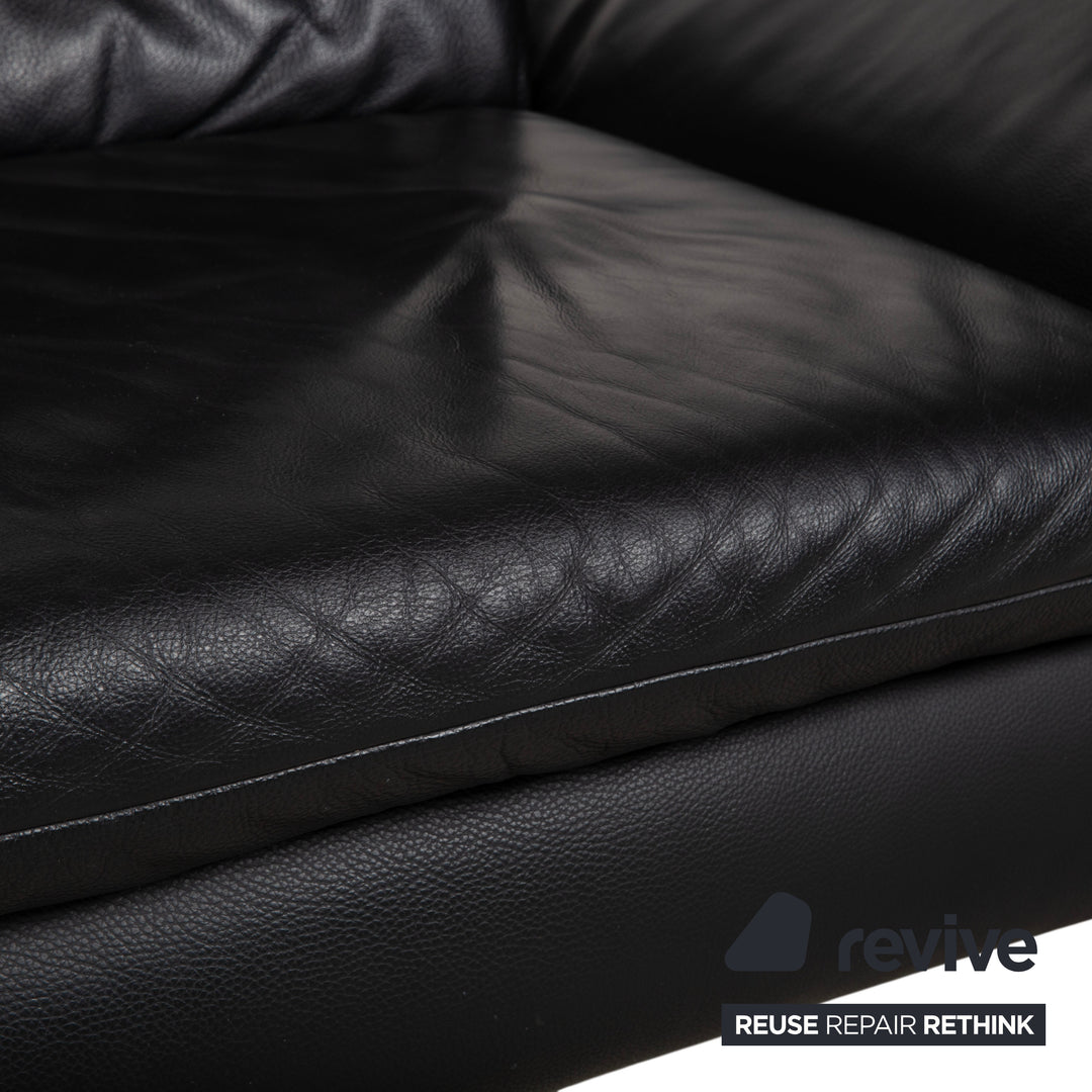 Koinor Ronaldo Leder Zweisitzer Schwarz manuelle Funktion Sofa Couch