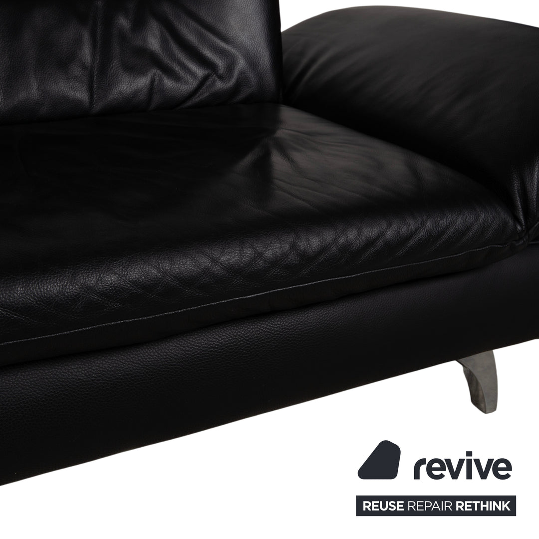Koinor Ronaldo Leder Zweisitzer Schwarz manuelle Funktion Sofa Couch