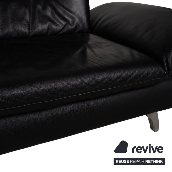 Koinor Ronaldo Leder Zweisitzer Schwarz manuelle Funktion Sofa Couch