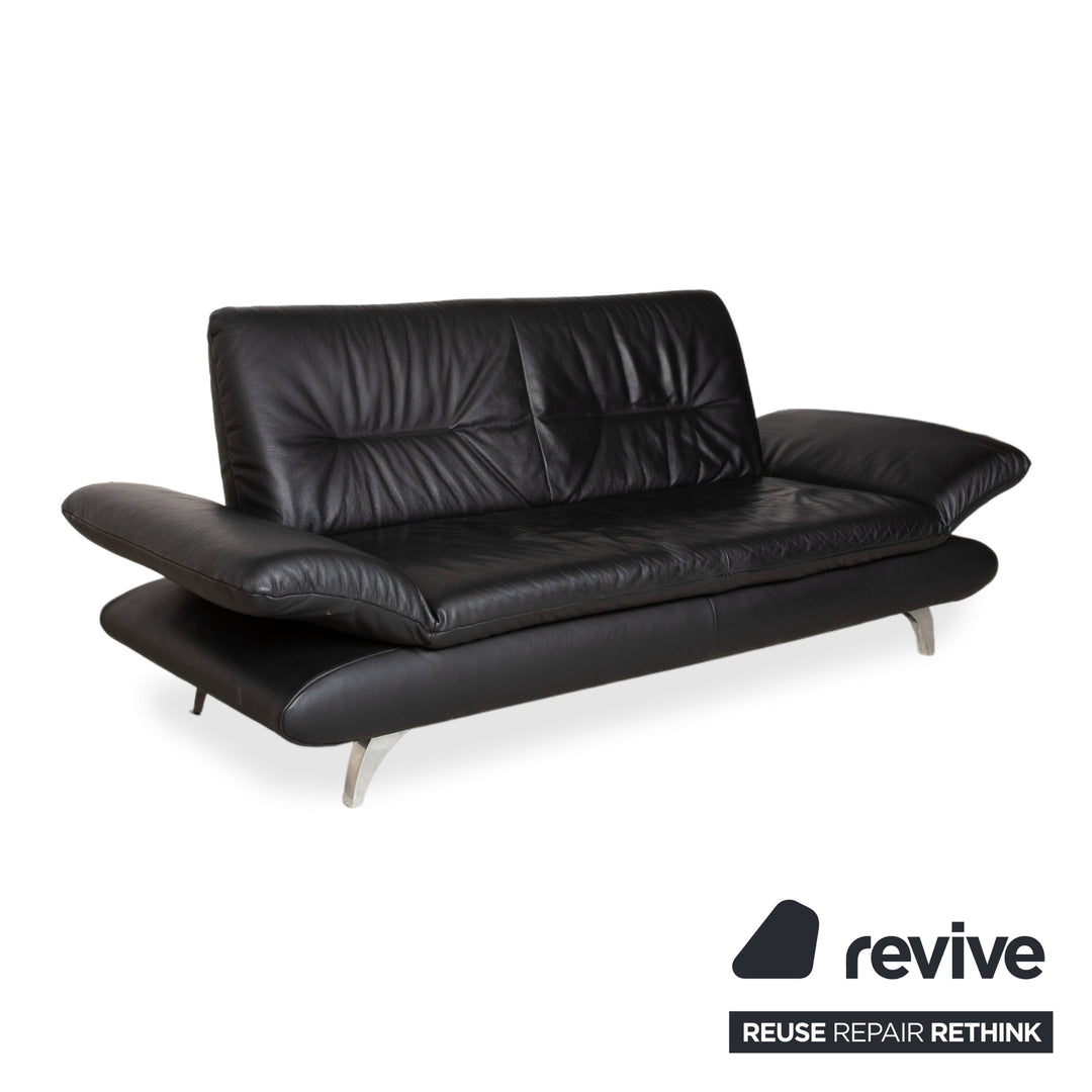 Koinor Ronaldo Leder Zweisitzer Schwarz manuelle Funktion Sofa Couch