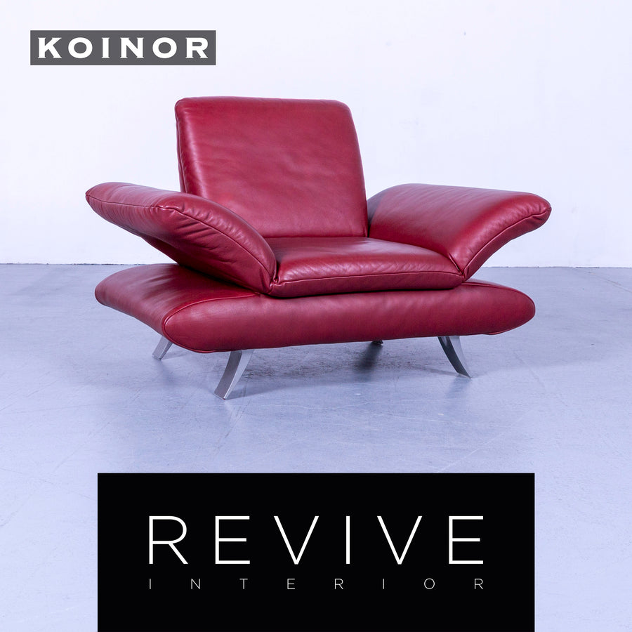 Koinor Rossini Designer Leder Sessel Rot Einsitzer Couch Funktion Echtleder #5283