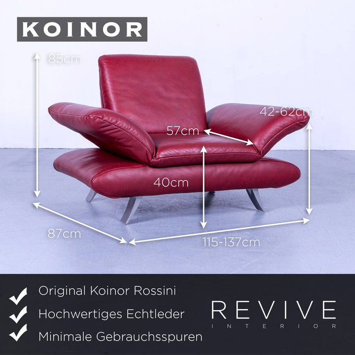 Koinor Rossini Designer Leder Sessel Rot Einsitzer Couch Funktion Echtleder #5283