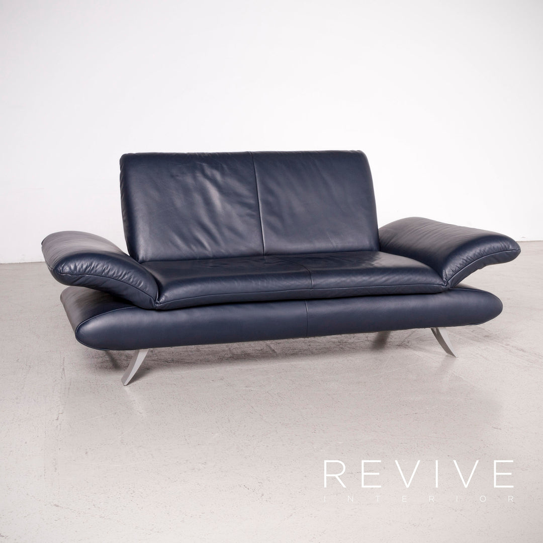 Koinor Rossini Designer Leather Sofa Blue Two-Seater Genuine Leather Couch #8102