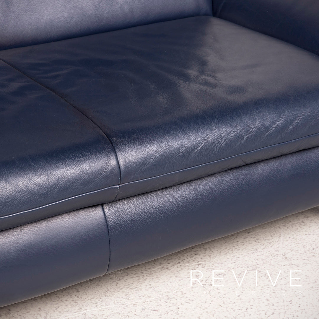 Koinor Rossini Designer Leather Sofa Blue Two-Seater Genuine Leather Couch #8102