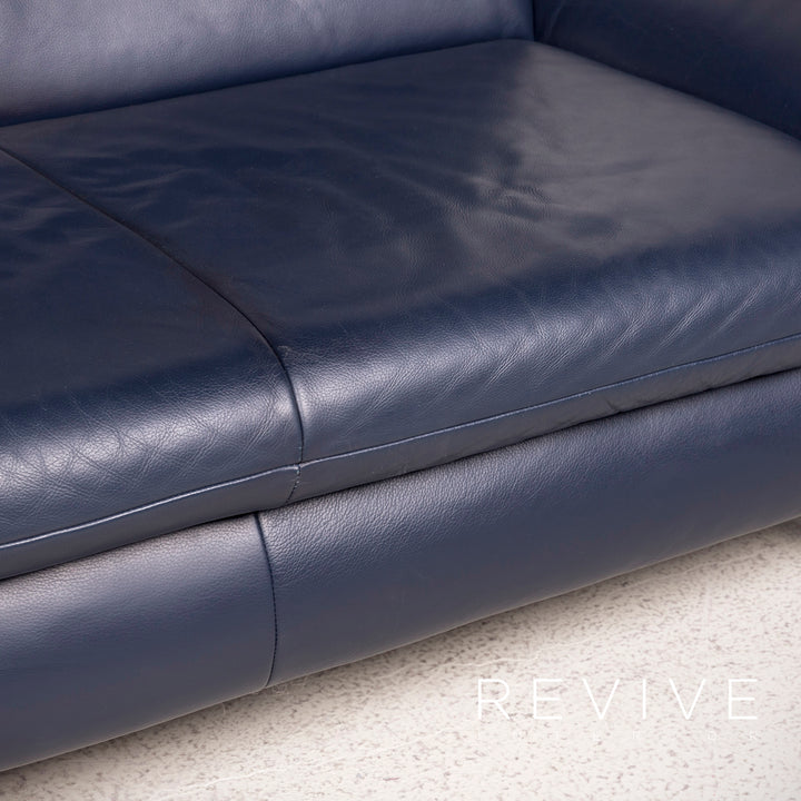 Koinor Rossini Designer Leather Sofa Blue Two-Seater Genuine Leather Couch #8102
