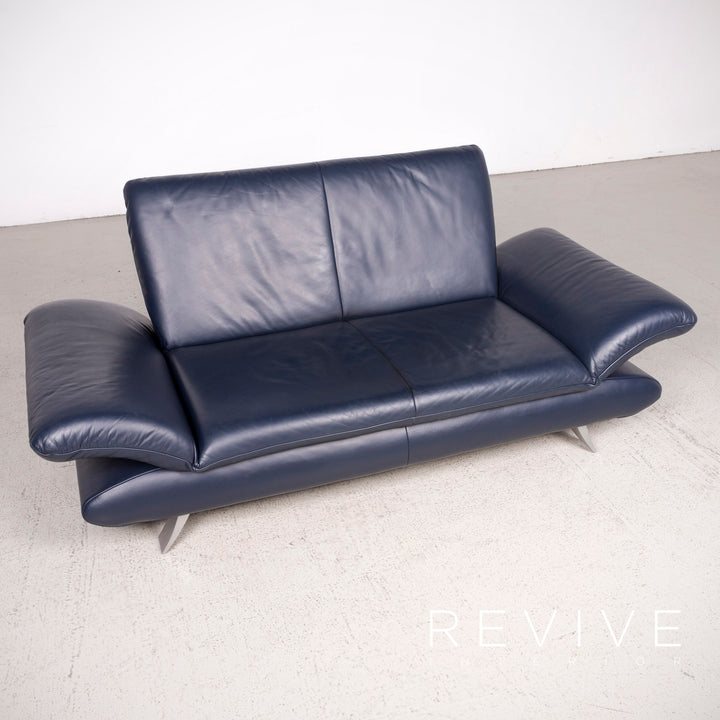 Koinor Rossini Designer Leather Sofa Blue Two-Seater Genuine Leather Couch #8102
