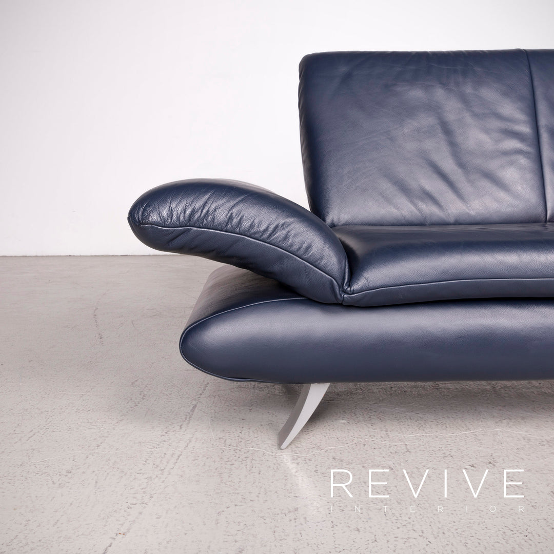 Koinor Rossini Designer Leather Sofa Blue Two-Seater Genuine Leather Couch #8102