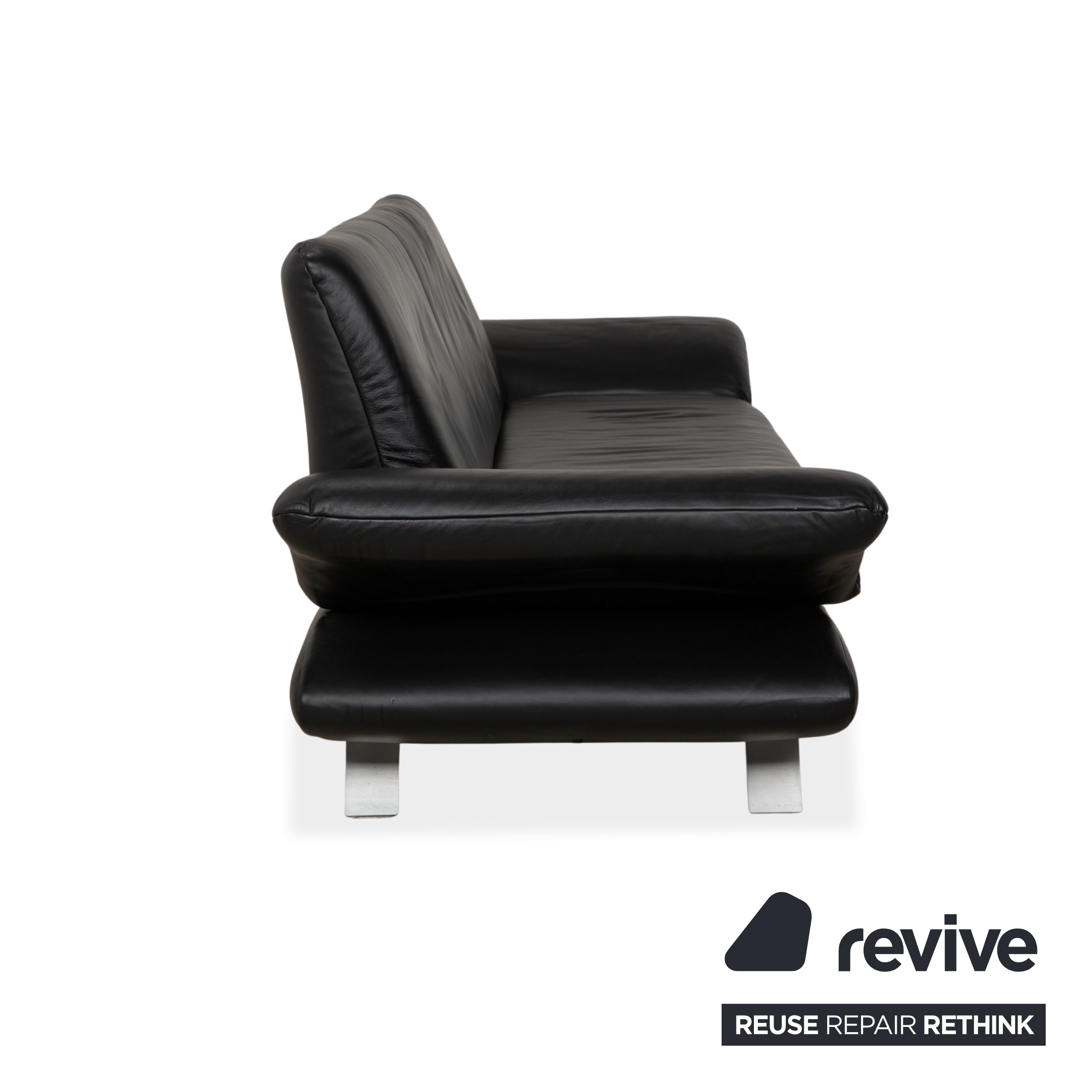 Koinor Rossini Dreisitzer Leder Sofa Dunkelblau manuelle Funktion Couch