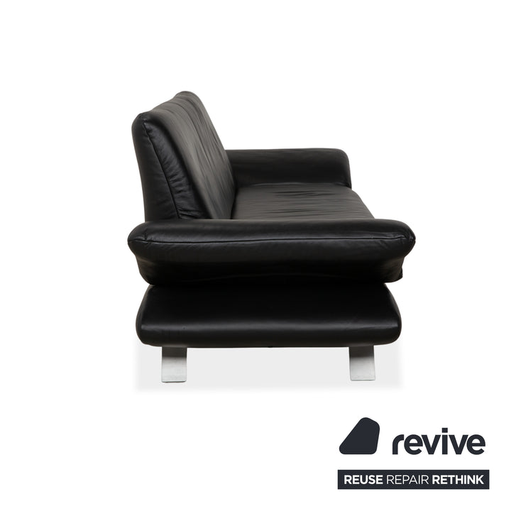 Koinor Rossini Dreisitzer Leder Sofa Dunkelblau manuelle Funktion Couch