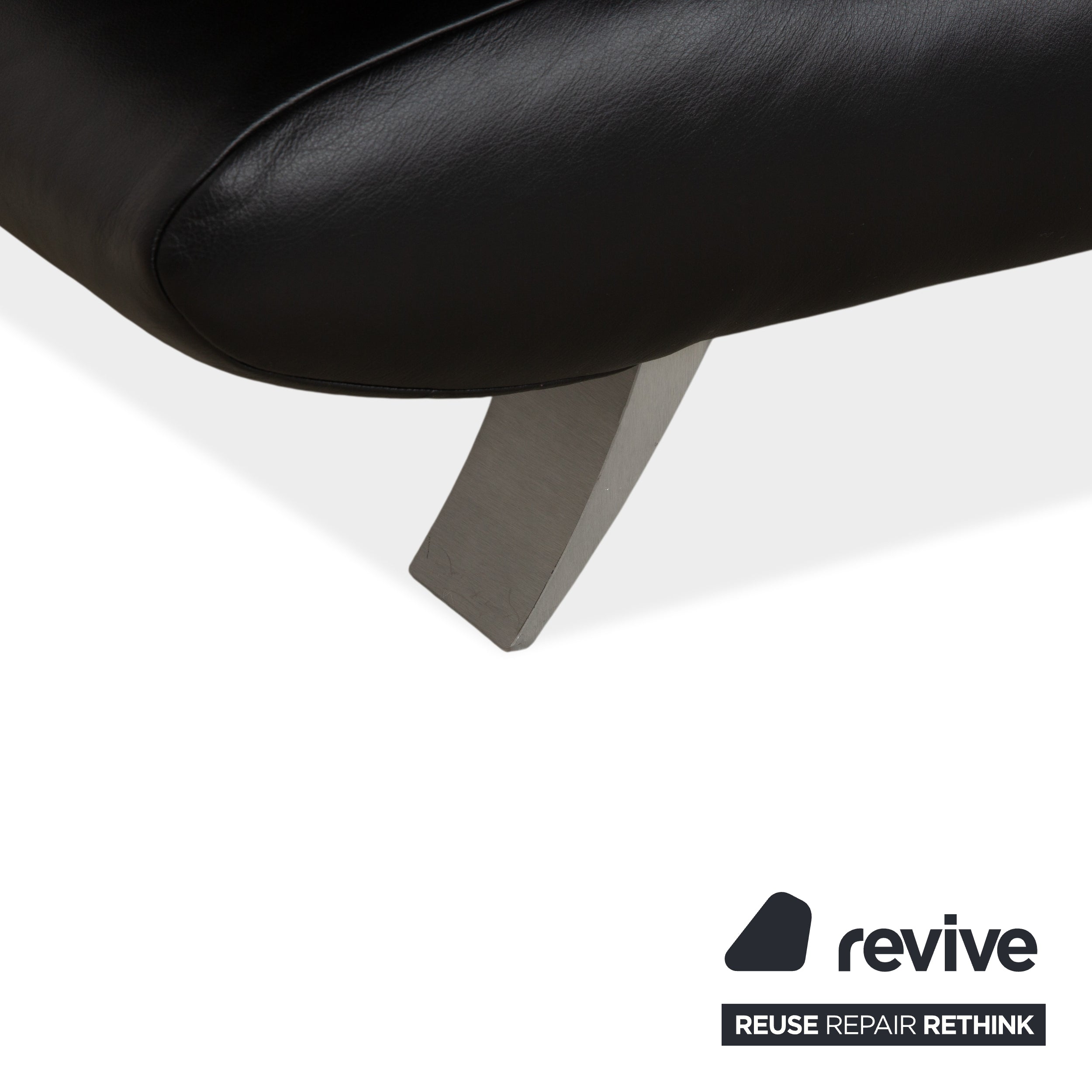 Koinor Rossini Three-Seater Black Leather Sofa Manual Function Couch