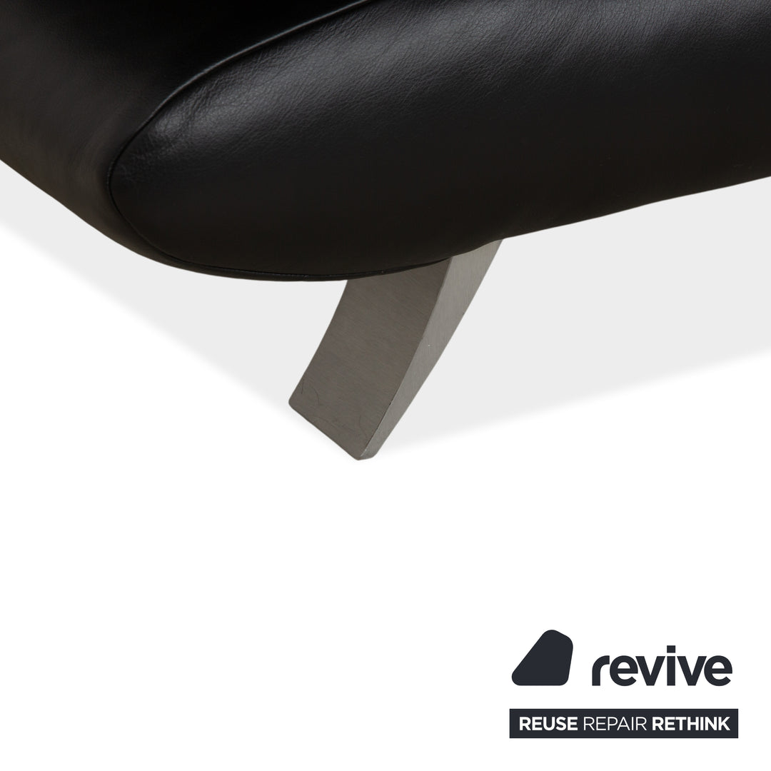 Koinor Rossini Dreisitzer Leder Sofa Dunkelblau manuelle Funktion Couch